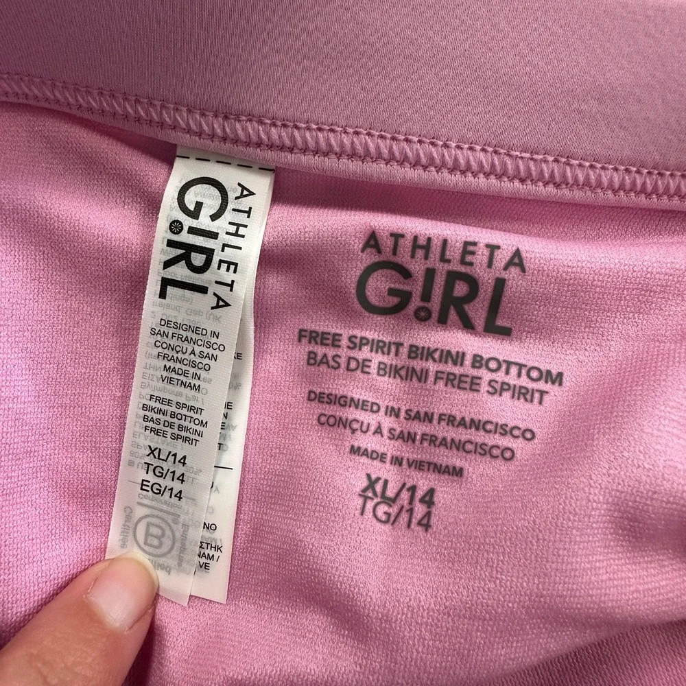 Athleta Girl Free Spirit Bikini Bottom XL 14 Pink Purple Tie‎ Dye Swim NWT Beach